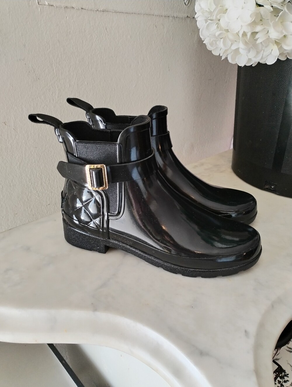 Hunter Refined Quilted Chelsea Gloss Rain Boot